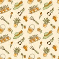 Garden tools, work on garden. Seamless pattern Royalty Free Stock Photo